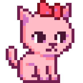 Pixel pink cat with a bow
